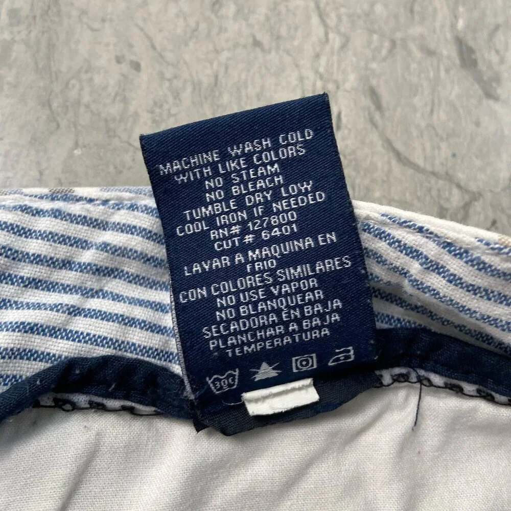 Olde School Brand Flat Front Cotton Chino Shorts Blue White Plaid Men's Size 38